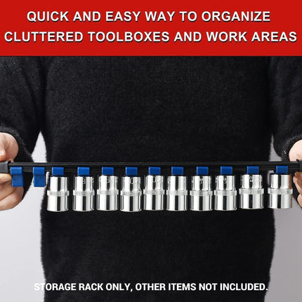 9PCS Socket Holder Rail Organizer 1/4 3/8 1/2 Inch for Garage Workshop Tool Use