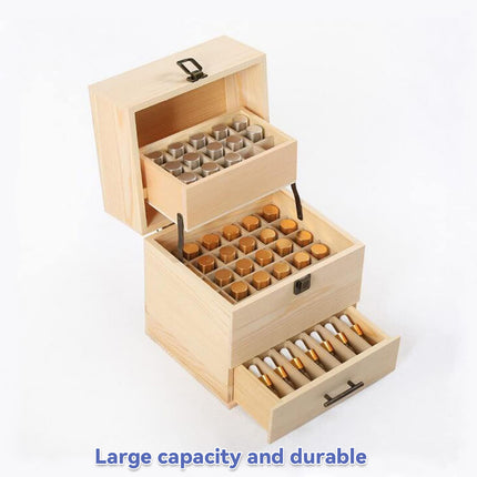 Three Tier Wooden Essential Oil Storage Box with Drawer