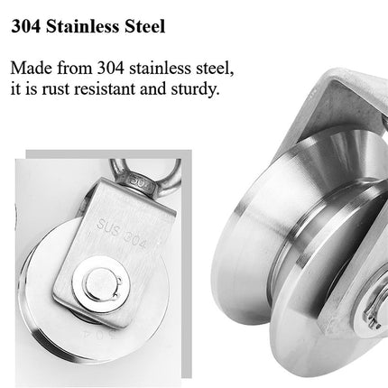 Stainless Steel Pulley Wheel Lifting Ring Wire Rope Roller For Hoist Rail