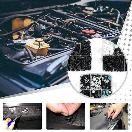 1000PCS Car Buckle Set Boxed Assorted Sizes for Fender Bumper Door Panel Repair