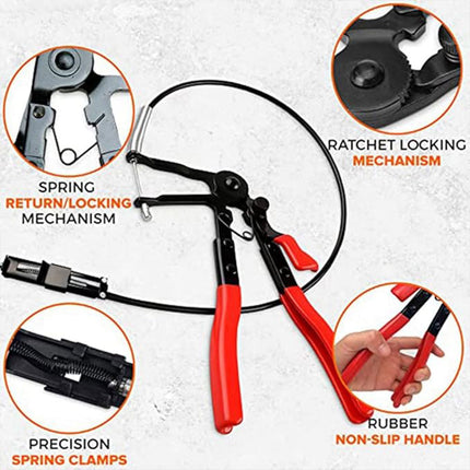Plumbing Pliers Tool Set Adjustable Bendable Hose Clamp Throat Clip Removal Kit