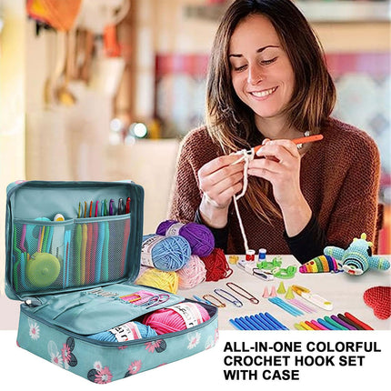 Beginner Crochet Yarn Set with Storage Case for DIY Scarf Hat Making Supplies