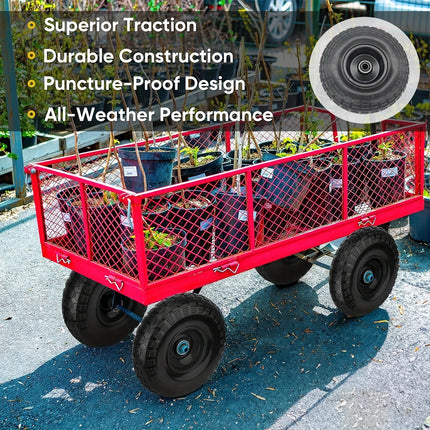2PCS Heavy Duty PU Foam Tires 4.10/3.50-4 Flat Free Wheels For Tool Cart Wagon