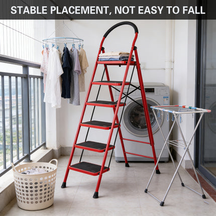 5 Step Folding Ladder Anti-Slip 150kg Load Capacity Durable Platform Step Ladder