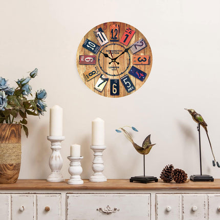 Wooden Wall Clock Round Shape Creative Design For Living Room Bedroom Decoration