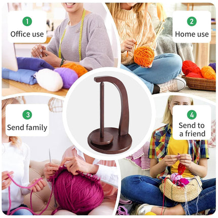 Wooden Rotating Yarn Holder Stand for Knitting Crochet Bobbin Wool Dispenser