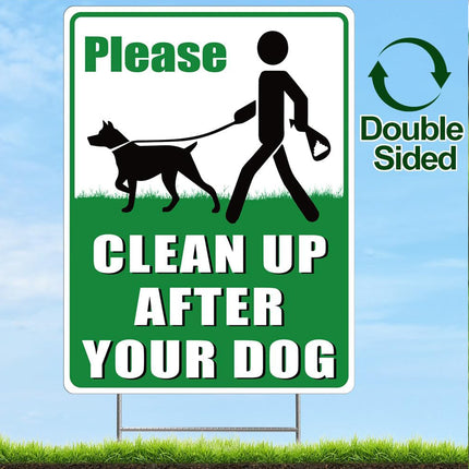 2PCS Clean Up After Your Dog Sign Dog Litter Clean Up Sign 20x30cm Stable Sturdy