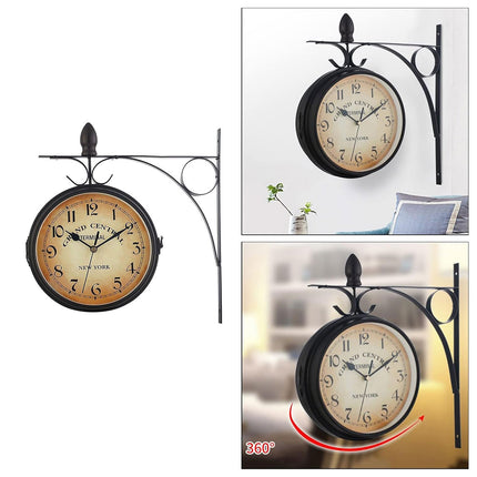 Vintage Outdoor Bracket Clock Garden Station Wall Clock Double Sided Clock