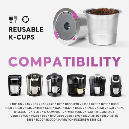 2 Pack Stainless Steel K-Cups Coffee Pod Filters Reusable Durable For Cafe