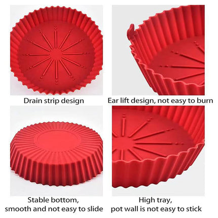 2PCS Silicone Air Fryer Baking Pan Round Household Tray Reusable Non Stick
