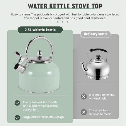 Stainless Steel Kettle 2.5L Household Water Boiler Anti Scalding Tea Pot Durable