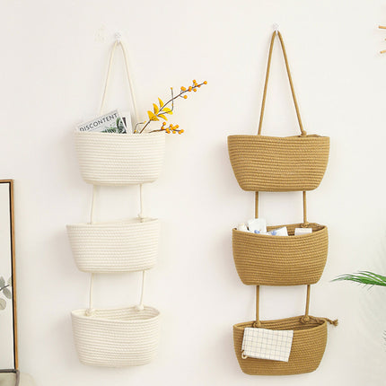 3 Layer Wall Mounted Storage Basket Hanging Organizer Rack for Household Items