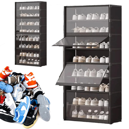 Simple Shoe Cabinet with Transparent Door 8 Tier for Entryway Hallway Durable