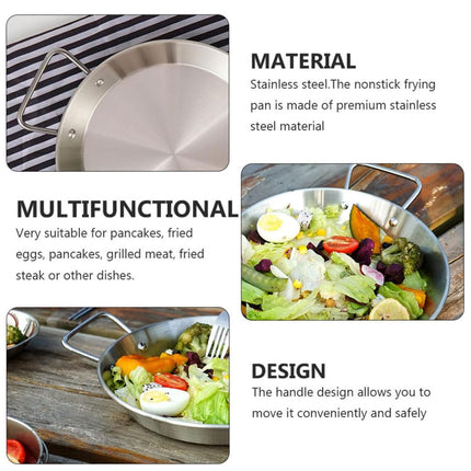 Nonstick Frying Pan Stainless Steel Fry Skillet Safe Camping Binaural Saucepan