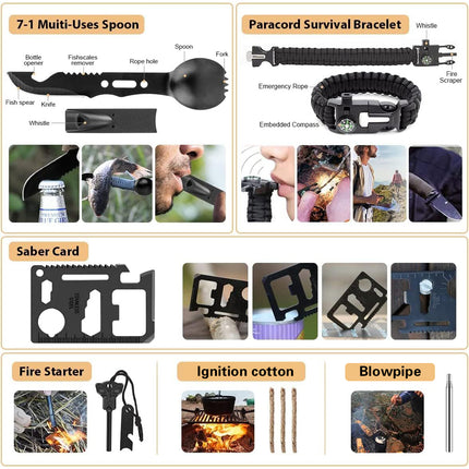 Outdoor Camping Multi Function Survival Supplies Tool Set Hiking Emergency Tool