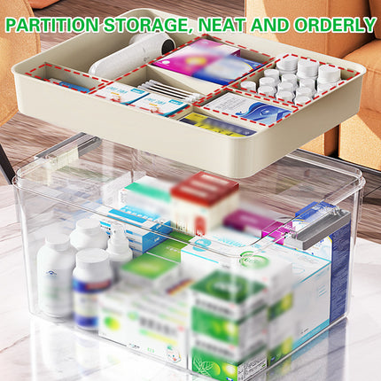 Large Capacity Medicine Storage Box First Aid Organiser Multi Layers Transparent