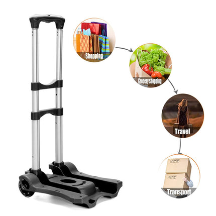 Portable Folding Hand Truck Cart 40kg Adjustable Handle Space Saving Trolley
