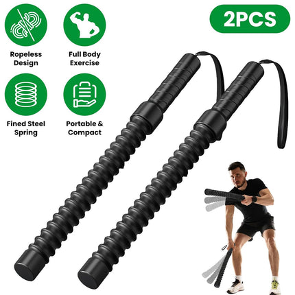 2PCS Fitness Cordless Resistance Training Rope Non Slip Handles Home Gym Workout