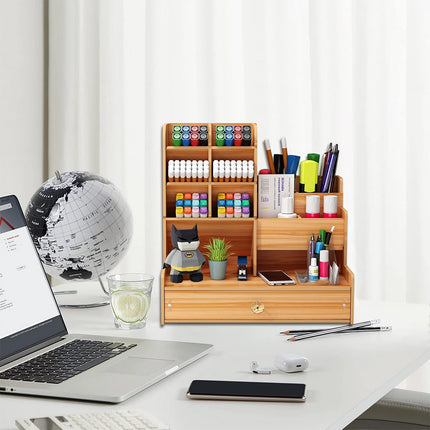 Desktop Office Organizer Large Storage Box Pen Holder Grid Rack Stationery
