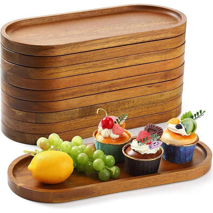 8pcs Wooden Cake Tray Home Serving Tray for Treats Snacks and Desserts Use