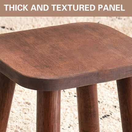 Solid Wood Low Stool in Walnut with Rounded Corners for Entryway