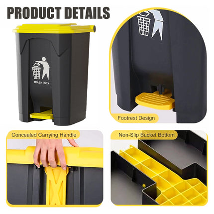 Pedal Trash Can with Lid 100L Large Capacity Durable for Kitchen Office Bathroom
