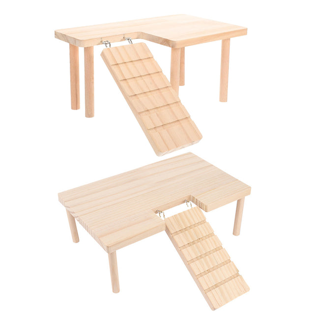 Hamster Wood Stand Platform with Ladder Small Animal Toy Hamster Rat Accessories