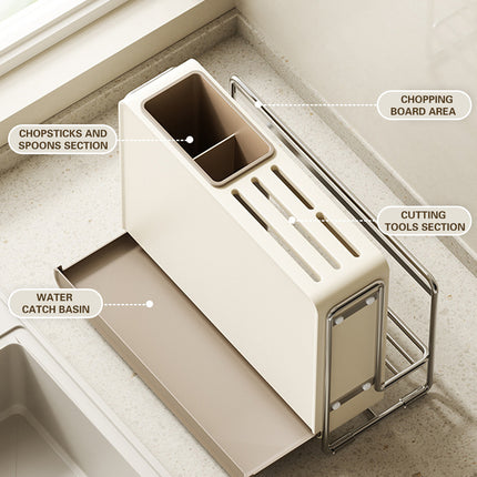 Draining Countertop Knife Cutlery Storage Rack for Kitchen Utensils Space Saving