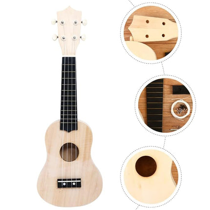 DIY Ukulele Kit 21 inch Natural Wood Paint Round Heart Sound Hole Beginner