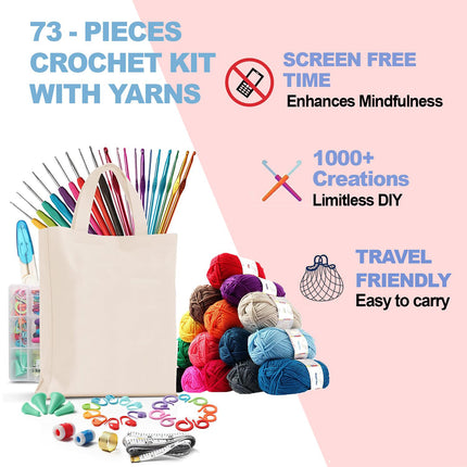 73PCS Knitting Sewing Kit Set with Needles Threads Scissors for Sewing Projects
