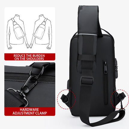 Multi-functional Combination Lock Chest Bag with USB Charging Port