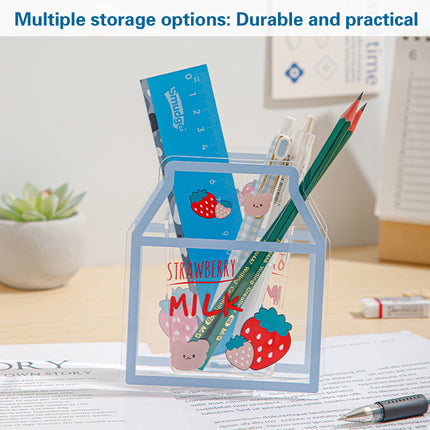 Acrylic Cartoon Pen Holder Cute Desk Organizer for Pens Pencils Stationery