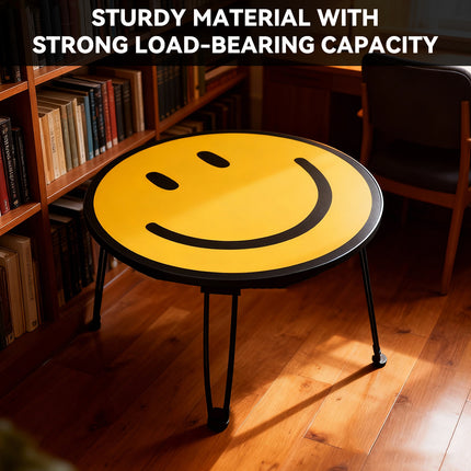 Foldable Small Table with Smiley Face Pattern Childrens Study Desk Play Table