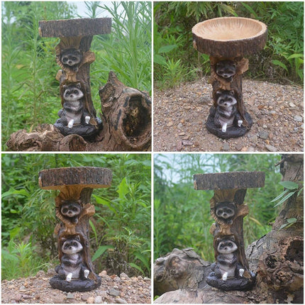 Outdoor Resin Bird Feeder Garden Ornament Tree Stump Bird Bath Decoration