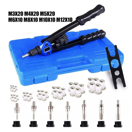 110-Piece Manual Rivet Nut Gun Kit - Hand Riveter Set with Storage Case