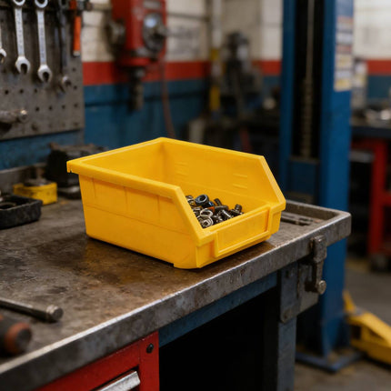 Yellow Plastic Parts Bins 5 Pack 14x10.5x7.5cm