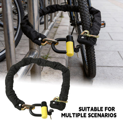 Motorcycle Bicycle Chain Lock with U-Lock Hardened Steel Anti-Theft Keyed Set