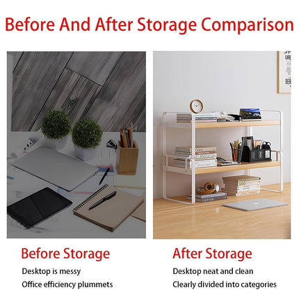 Desktop 2 Tier Storage Shelf Black or White 50cm