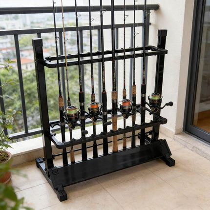 Aluminium Fishing Rod Storage Rack 12 or 24 Holes Foldable Display Stand