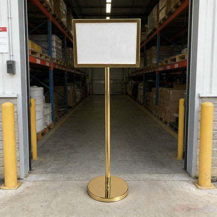 Gold A3 Floor Menu Display Stand Stainless Steel