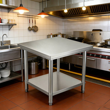 Stainless Steel Work Table 60x60x80cm 2 Tier