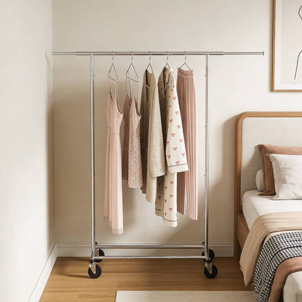 Rolling Chrome Clothes Drying Rack Extending Rail