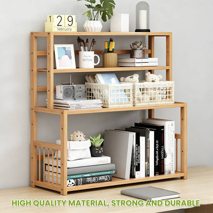Bamboo Desktop Bookshelf Organiser 60x23x66cm