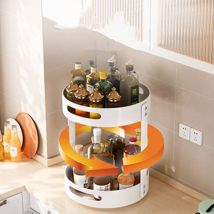 Rotating Seasoning Storage Rack 2 Tier Kitchen Condiment Spice Organiser Round