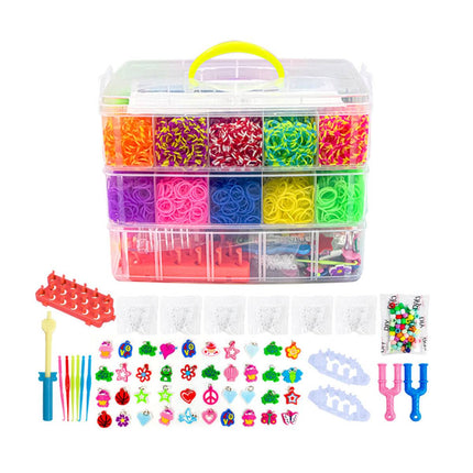 15000Pcs Rainbow Rubber Bands with 3 Layer Storage Case Weaving DIY Craft Set