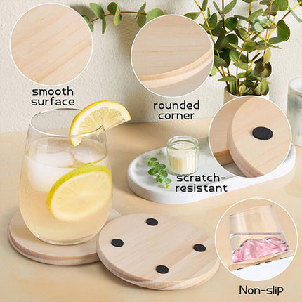 42PCS Wooden Tabletop Coaster Set Heat Insulation Bowl Mat Coffee Cup Holder