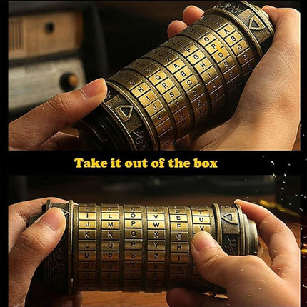Da Vinci Code Lock Cylinder Vintage Puzzle Box Secret Compartment Bronze Style