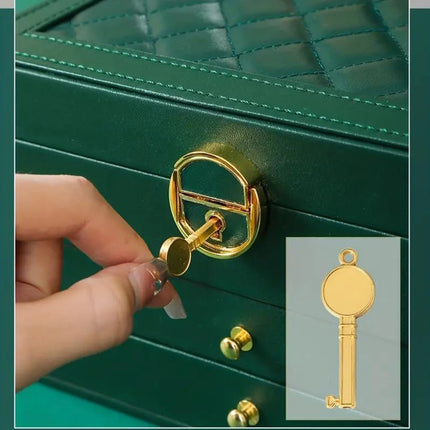 Jewelry Organizer Box 3 Layer leather Storage Case for Rings Earrings Necklaces