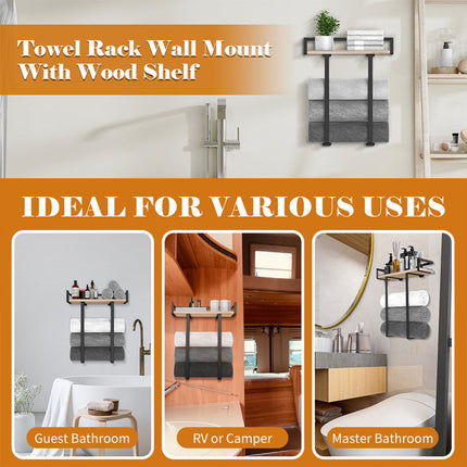 Wall Mounted Bathroom Towel Rack Storage Shelf Multifunctional Holder For Towels