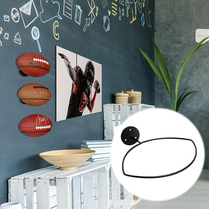 Wall Mounted Football Display Rack Metal Sports Holder for Rugby Soccer Ball Use